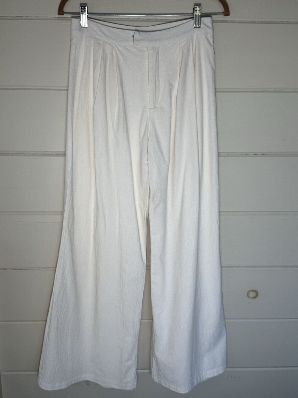 Altar'd State XS Wide Leg High Waist Ivory Pants Boho Quiet Luxury Euro Summer